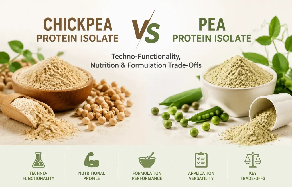 Chickpea protein isolate vs pea protein isolate functional comparison