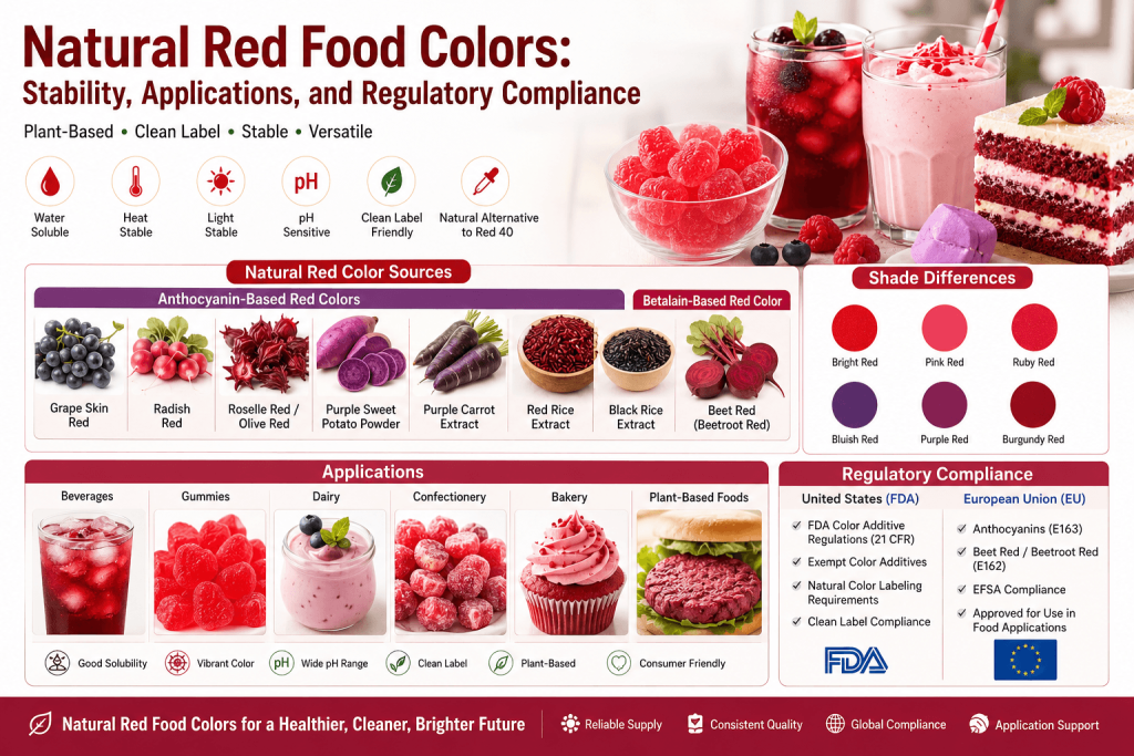 Natural Red Food Colors: Stability, Applications, and Regulatory Compliance natural red color
