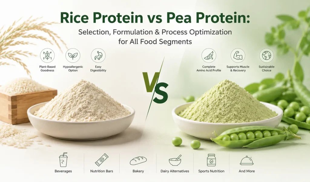 Rice Protein vs Pea Protein: Selection, Formulation & Process Optimization for All Food Segments rice protein vs pea protein formulation guide 2026